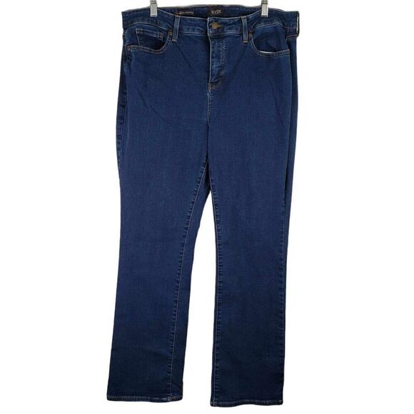 NYDJ Jeans Women's Size 16 Blue Dark Wash Lift Tuck Barbara Bootcut Stretch - Picture 2 of 12